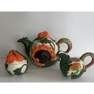 🌻Sunflower Ceramic Teapot, Creamer, Sugar‎ Bowl- Tea/coffee